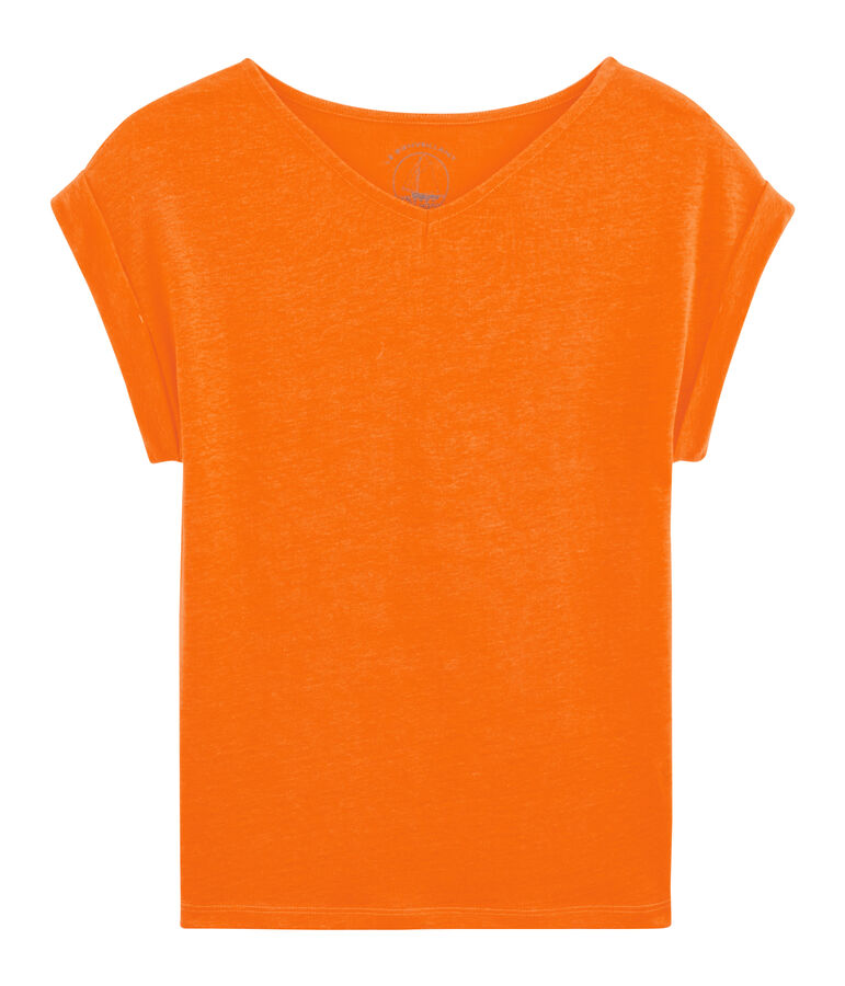 Linnen damesshirt oranje