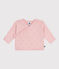 Babyvestje met overslag in ajourtricot van wol en katoen roze JOLI