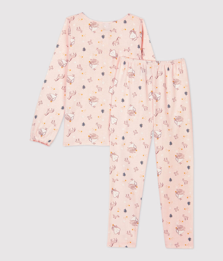 Pyjama petite fille imprim&eacute; princesse en coton rose/multicouleur