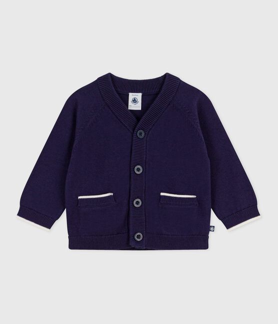 Cardigan bébé en coton uni bleu SOIR