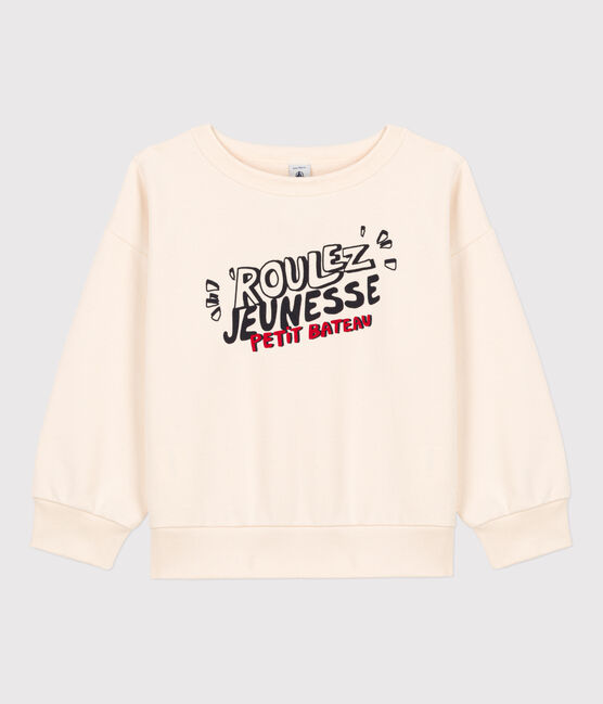 Sweater met print in molton voor meisjes / jongens ecru AVALANCHE