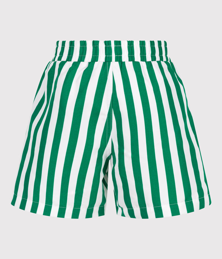 Short de bain enfant &agrave; rayures blanc/vert