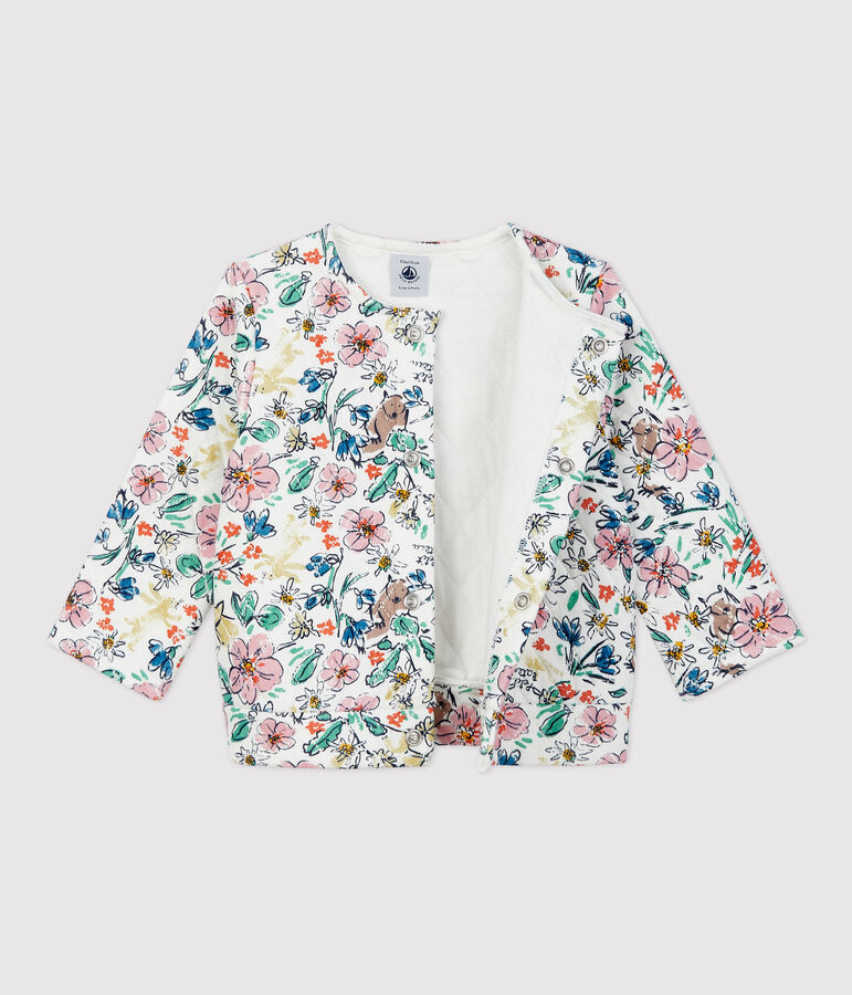 Cardigan matelass&eacute; b&eacute;b&eacute;. blanc/multicouleur