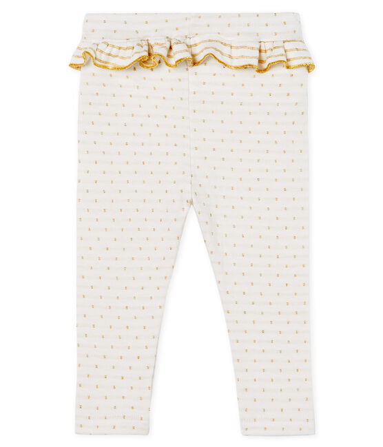 Legging met ruche babymeisje wit MARSHMALLOW/geel OR