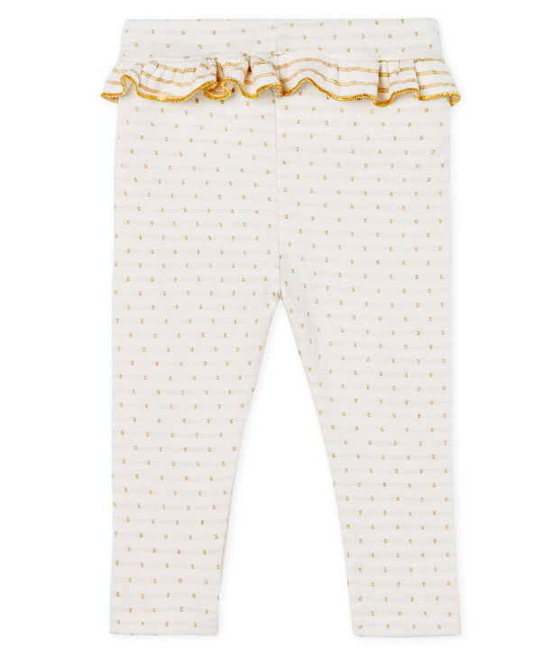 Legging met ruche babymeisje wit/geel