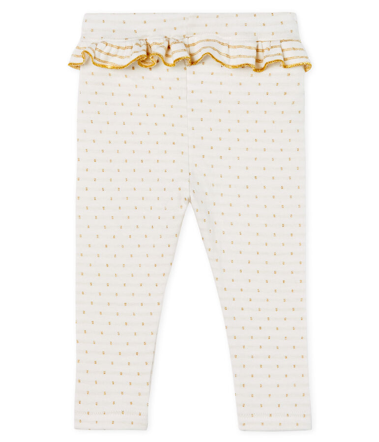 Legging met ruche babymeisje wit MARSHMALLOW/geel OR
