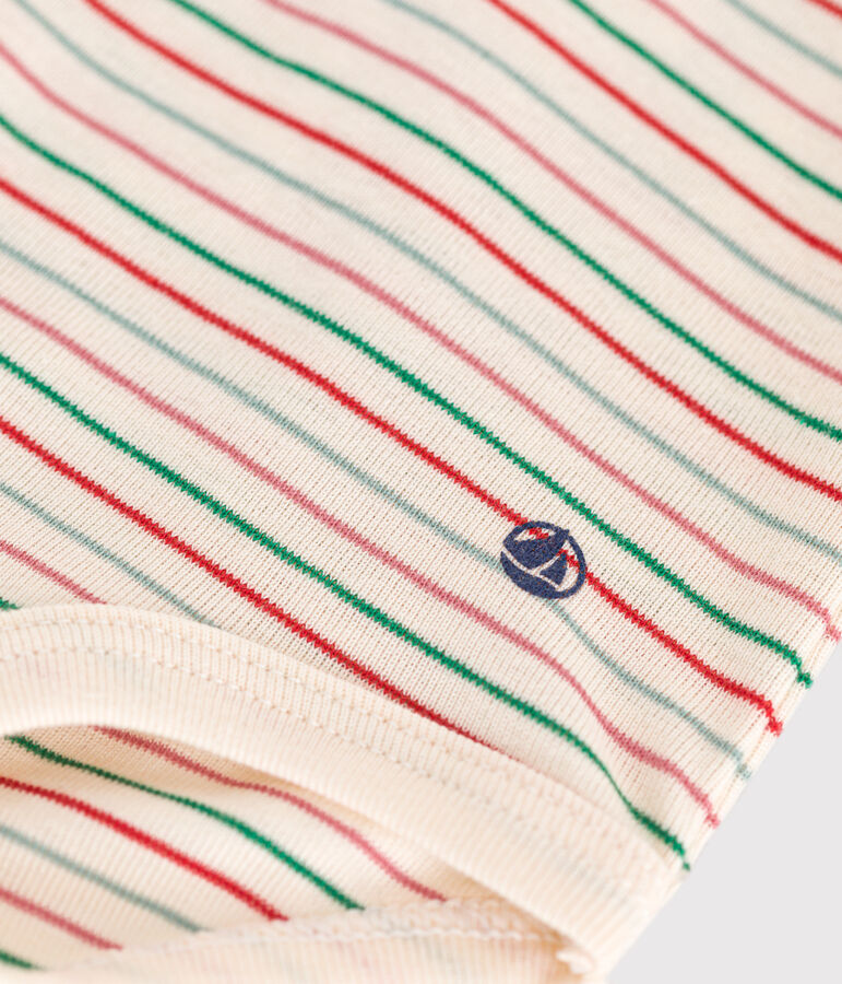 Katoenen body met lange mouw en rolkraagje voor baby's ecru/multicouleur