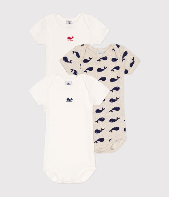 Lot de 3 bodies manches courtes baleines en coton variante 1