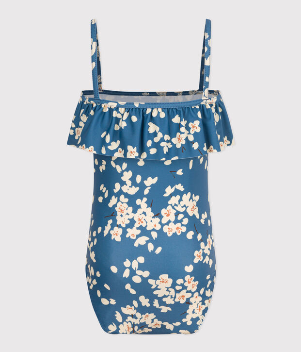 Meisjesbadpak uit 1 stuk met print blauw/multicouleur