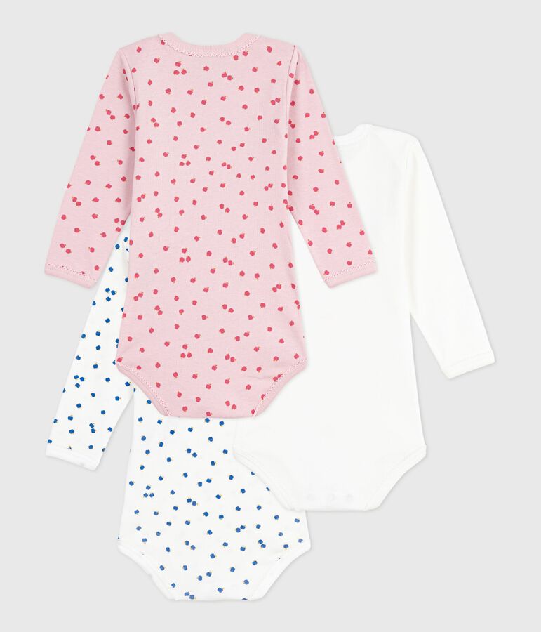 Setje met 5 katoenen body's met lange mouw en appelprint voor baby's multicouleur