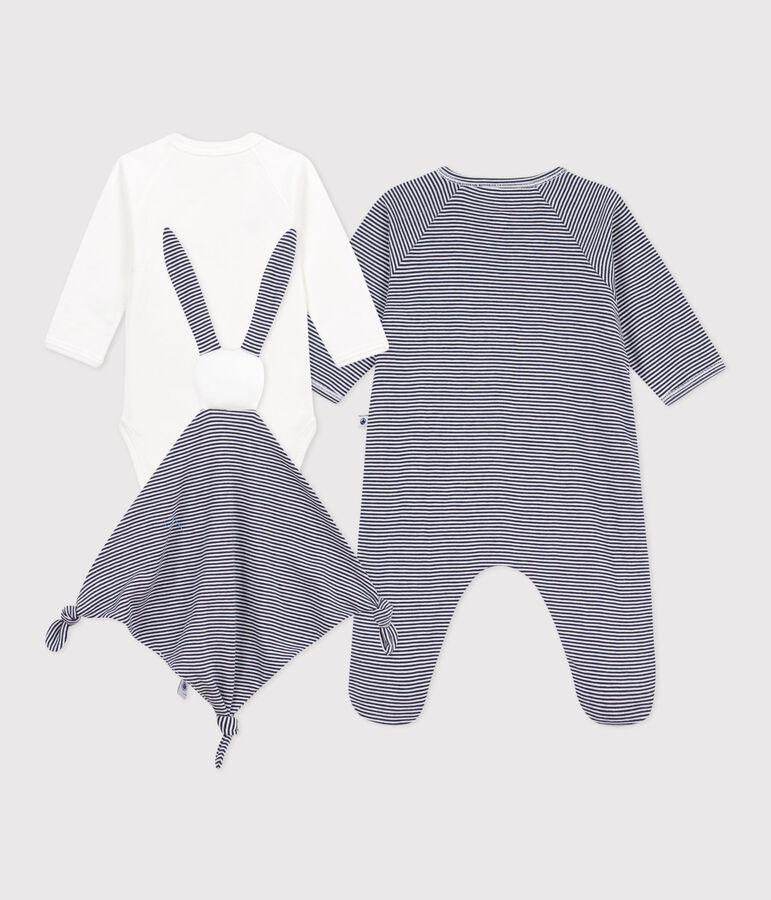 Coffret cadeau naissance en coton &agrave; rayures multicouleur