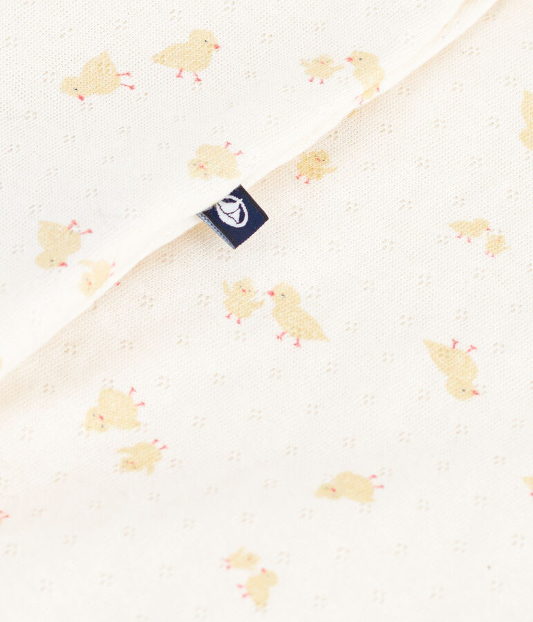 Katoenen kruippakje met kuikentjesprint voor baby's ecru/multicouleur