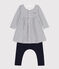 Marinièrejurk en -legging van katoen voor baby's wit MARSHMALLOW/blauw SMOKING