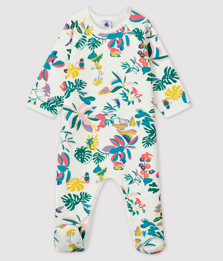 Dors-bien zipp&eacute; b&eacute;b&eacute; fille en tubique blanc MARSHMALLOW/blanc MULTICO