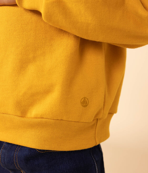 Sweatshirt bedrukt in fleece voor jongens en meisjes geel