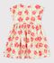 Robe enfant manches courtes en coton &agrave; fleurs blanc/multicouleur