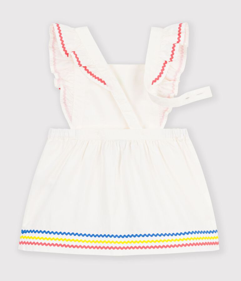 Robe salopette b&eacute;b&eacute; en coton, unie blanc