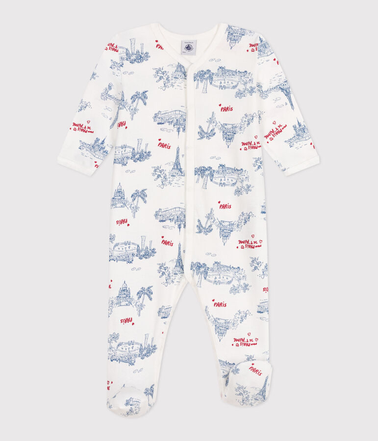Katoenen babypyjama in het thema 'Parijs' wit/multicouleur