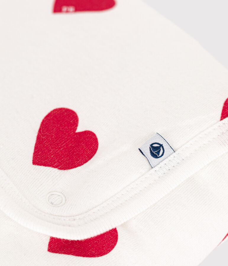 Tapis &agrave; langer en coton b&eacute;b&eacute; blanc/rouge