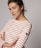 Iconische marinière Dames wit MARSHMALLOW/roze GRETEL