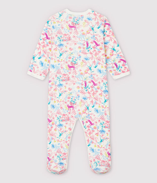 Dors-bien jungle b&eacute;b&eacute; fille en coton blanc/multicouleur