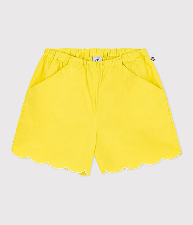 Short enfant en coton uni jaune