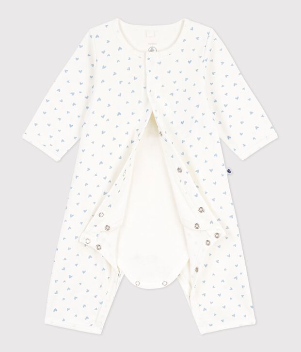 Bodyjama b&eacute;b&eacute; sans pieds en coton imprim&eacute; petit c&oelig;urs bleu/bleu