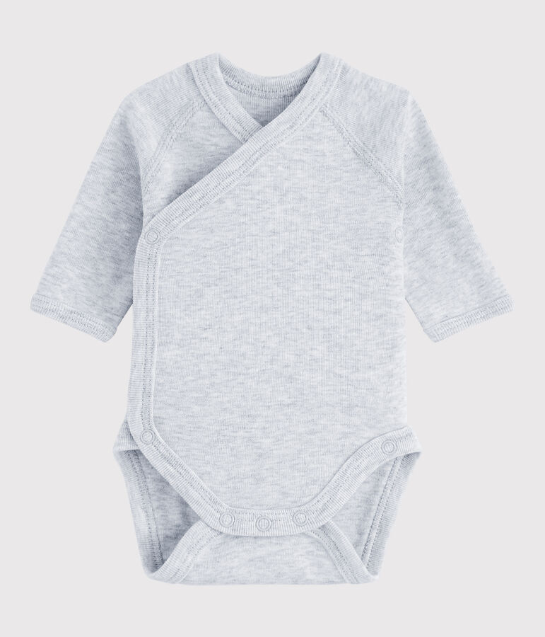 Body crois&eacute; manches longues b&eacute;b&eacute; fille-gar&ccedil;on gris