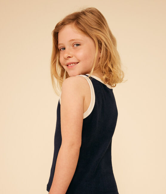 Tanktop in badstof voor meisjes blauw SMOKING