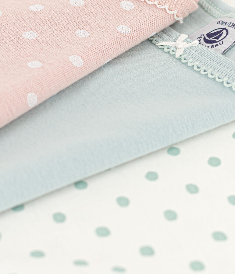 Set van 3 katoenen meisjeshemdjes met bandjes en stippen multicouleur