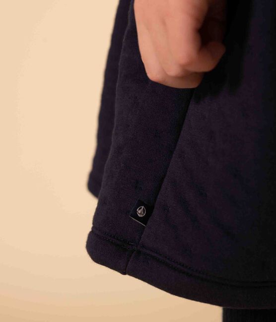 Effen meisjesjurk met lange mouwen blauw SMOKING