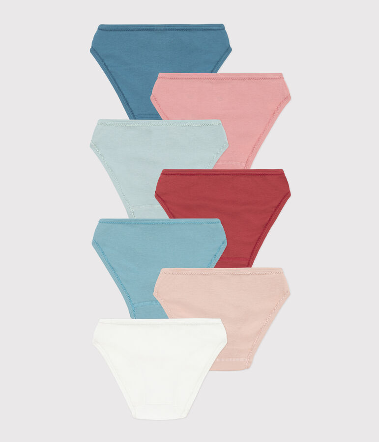 Set van 7 effen katoenen meisjesslips multicouleur