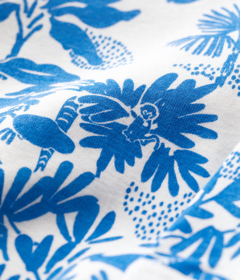 Dors-bien v&eacute;g&eacute;tal b&eacute;b&eacute; sans pieds en coton blanc/bleu