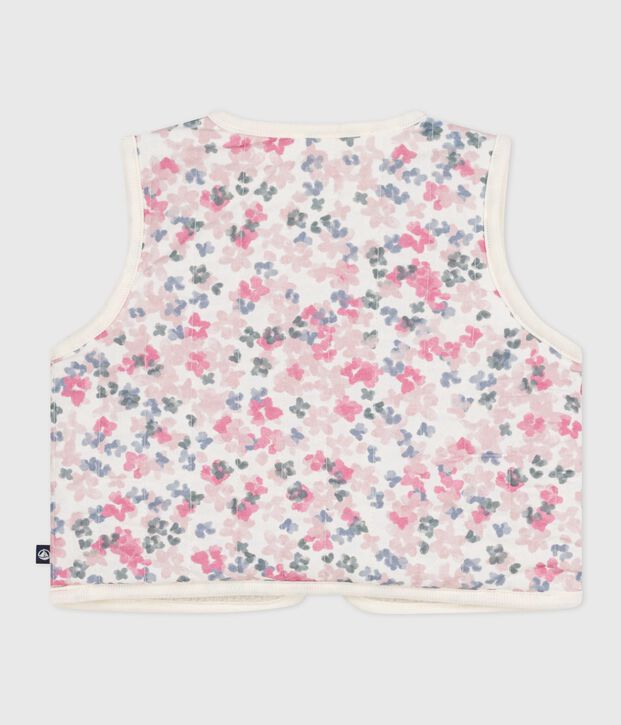 Gilet b&eacute;b&eacute; en popeline de coton et sherpa sans manche imprim&eacute; &eacute;cru/multicouleur