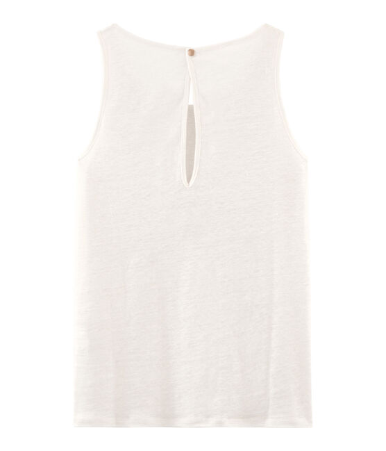 Tanktop voor vrouwen van geïriseerd linnen wit MARSHMALLOW/roze COPPER