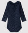 Rompertje lange mouwen babymeisje blauw SMOKING/wit MULTICO