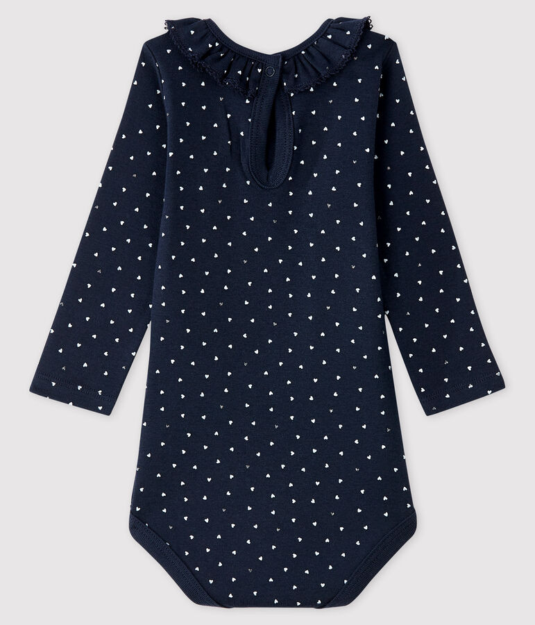 Rompertje lange mouwen babymeisje blauw SMOKING/wit MULTICO