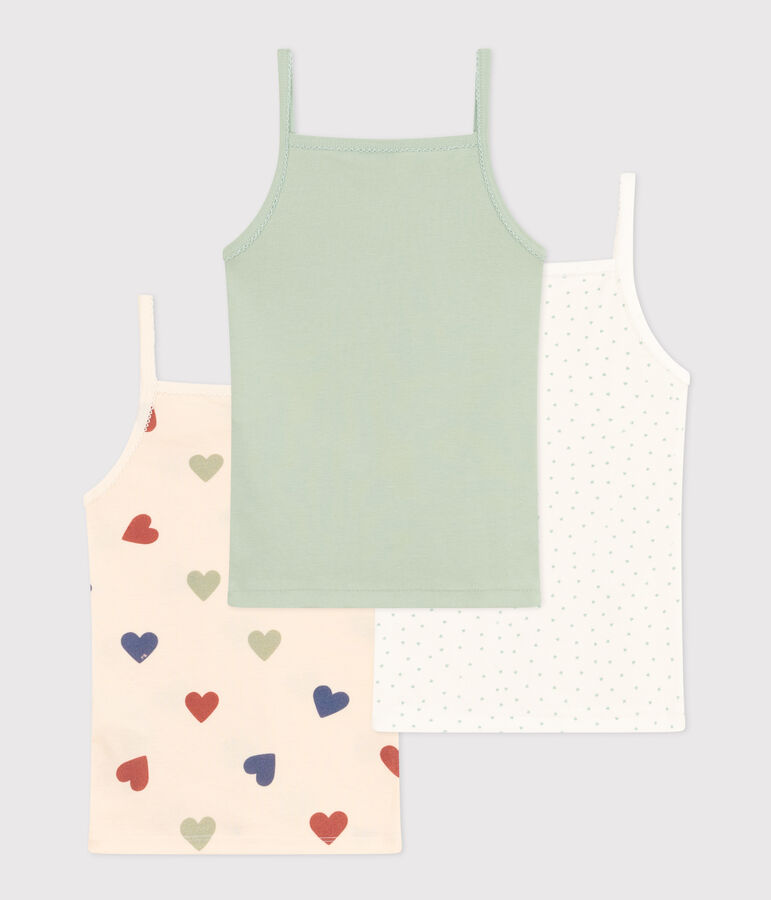 Set van 3 katoenen hemdjes met bandjes en hartmotiefje voor kinderen variante 1