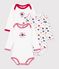 Lot de bodies manches longues en coton imprim&eacute; multicouleur