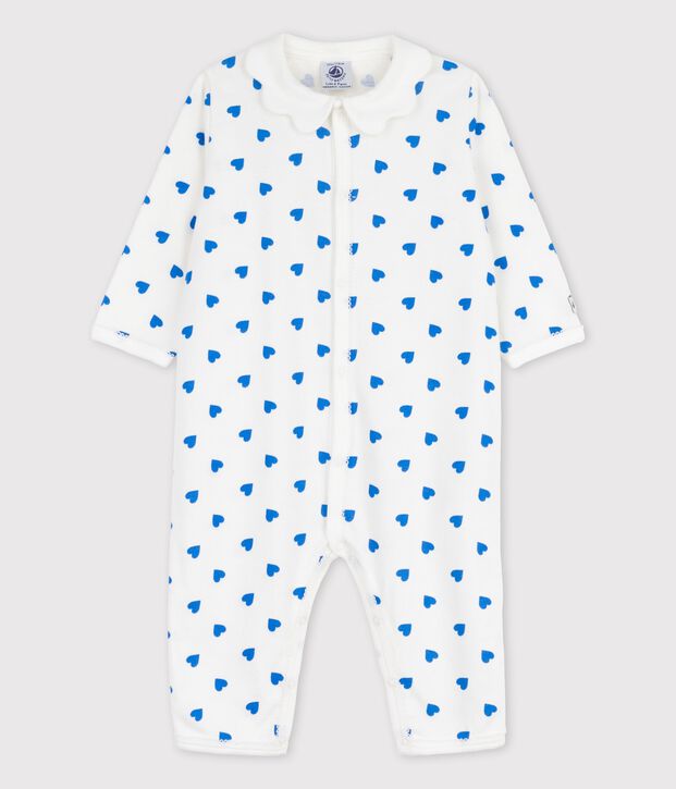 Dors-bien c&oelig;urs bleus b&eacute;b&eacute; sans pieds blanc/bleu