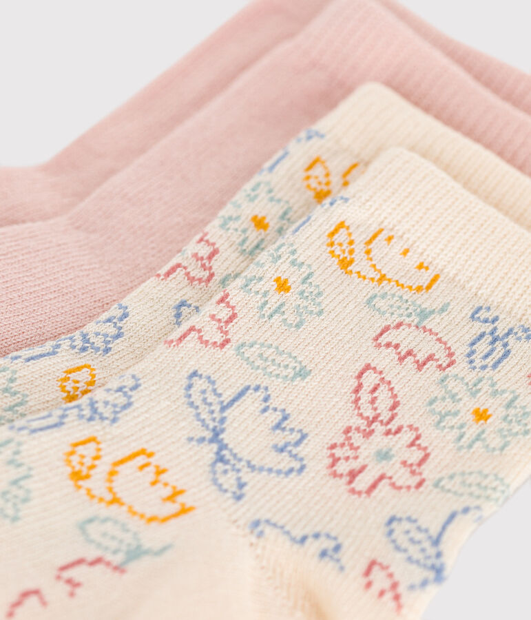 2 paires de chaussettes en coton fleurs b&eacute;b&eacute; multicouleur