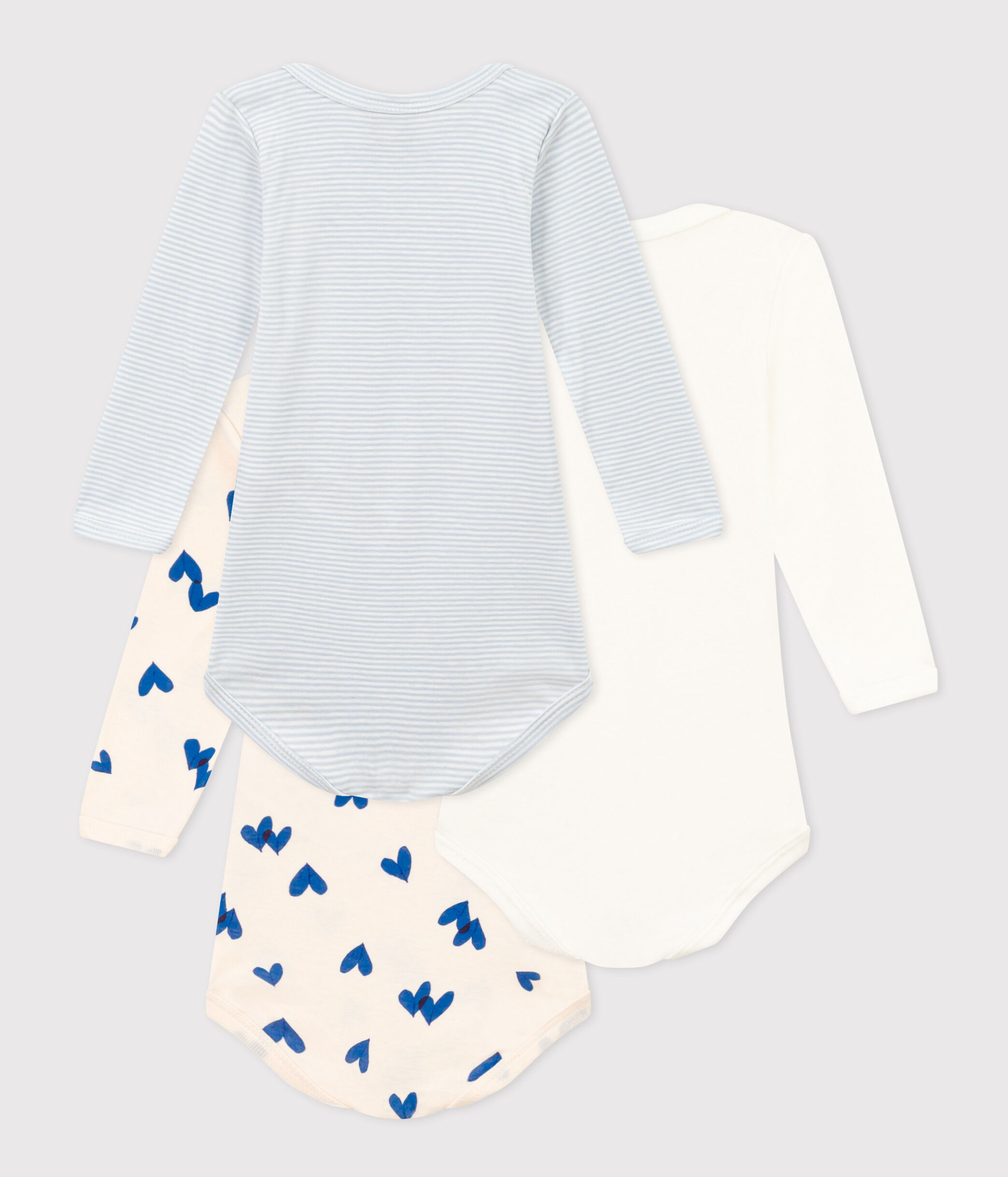 Petit Bateau – Lot De 3 Bodies Manches Longues En Coton Ajouré Pour Bébé | Doux, Respirant, Encolure Américaine