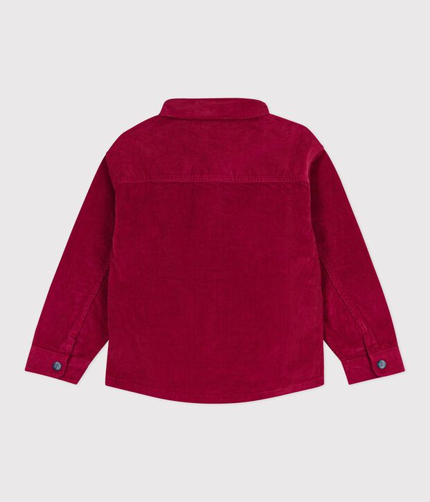 Chemise enfant en velours unie rouge