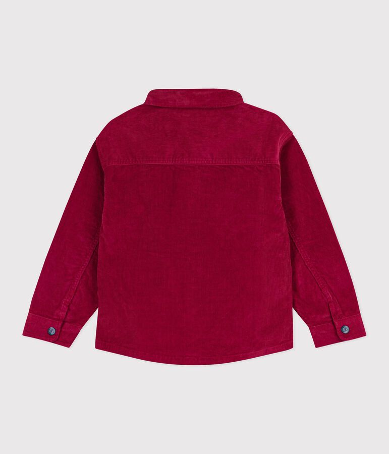 Chemise enfant en velours unie rouge
