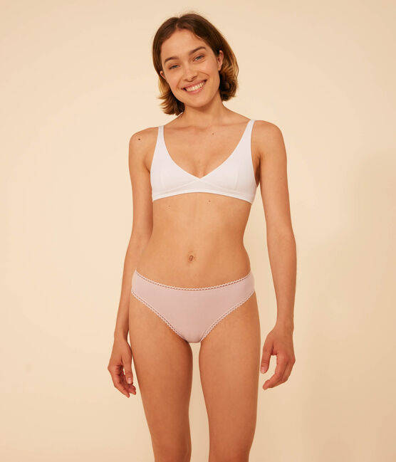 Soutien-gorge en coton et élasthanne femme blanc MARSHMALLOW