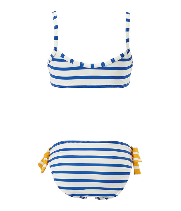 Maillot de bain fille 2 pi&egrave;ces blanc/bleu