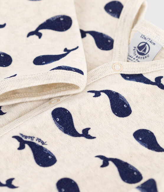 Pyjama baleines marines en velours beige MONTELIMAR/bleu MEDIEVAL