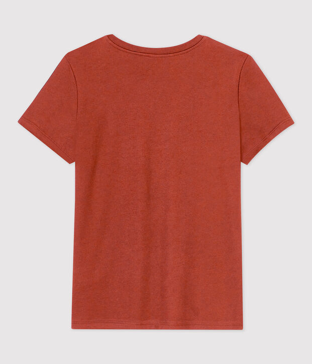Tee-shirt LE DROIT col rond en coton bio Femme marron
