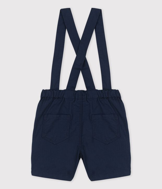 Short &agrave; bretelles en serge craquante b&eacute;b&eacute; bleu marine