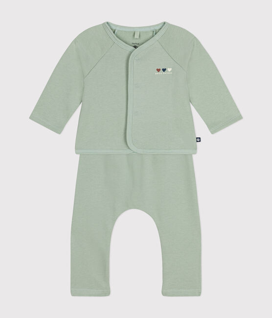 Tweedelige set van molton voor baby's groen HERBIER
